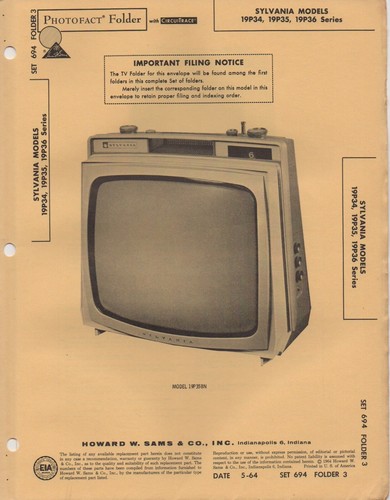 1964 sylvania 19p34 - sylvania,