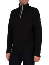 Lyle & Scott Uomo Felpa con collo a imbuto con bottoni, Nero