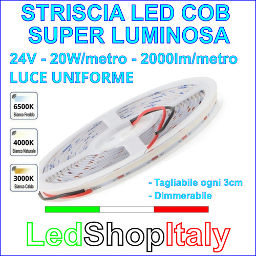 Strisca led cob 24v - 24v, 20w/m