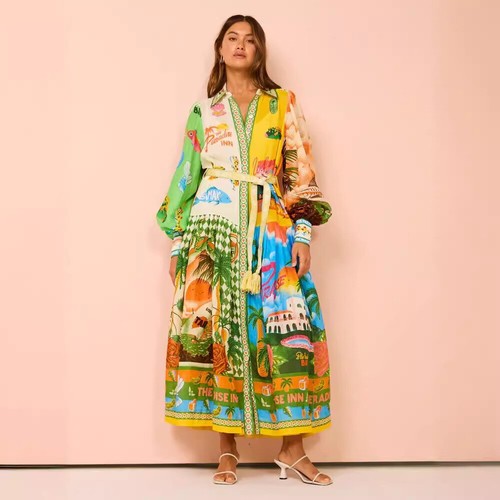 Abito donna boho maxi manica