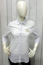 Camicia Burberry Donna Taglia S Blu Cotone Chemise Shirt Manica Lunga Logo Woman