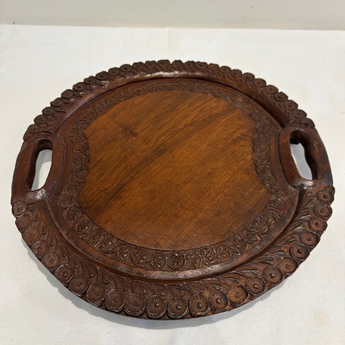 Vintage carved wooden - vintage, tray