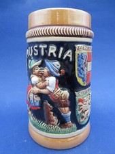 BOCCALE DI BIRRA IN CERAMICA " AUSTRIA " ORIGINAL KING HANDMADE HANDPAINTED
