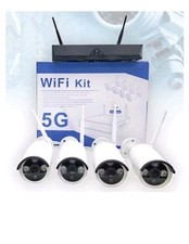 KIT VIDEOSORVEGLIANZA 4 TELECAMERE WIRELESS FULL HD   WIFI REMOTO IP 5G DVR NVR