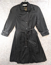 Brem Rainwear Trench Coat Womens 12 Black Button-Up Removable Wool Lining Belted