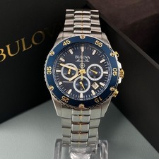 Orologio Bulova Marine Star Quadrante Blu Cronografo Uomo Quarzo 41,5mm 98B400