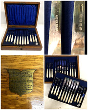 SERVIZIO POSATE DOLCE  24 pz. SHEFFIELD PUNZONE LAMA MANICO MADREPERLA BOX