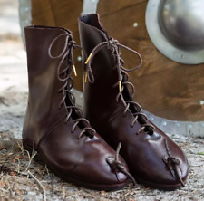 Medievale Stivali IN Pelle Viking Rinascimento Scarpe Pirata Costume Scarpe Sca