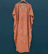 Abito lungo indiano vintage 100% cotone spiaggia maxi caftano taglia unica caftano kimono