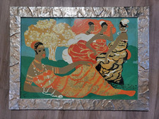 70X50 SALVATORE FIUME LE SOMALE SERIGRAFIA SU BROCCATO 