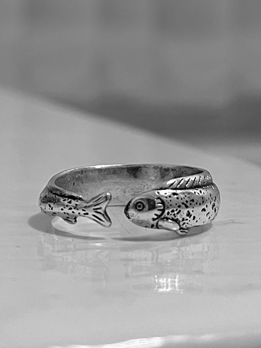 Anello pesce vintage - anello,