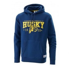 Husqvarna Vintage Felpa con Cappuccio e Zip Anteriore Blu Moto Logo Giacca con Cappuccio Adulto S