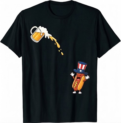 Maglietta hotdog beer chug - beer,