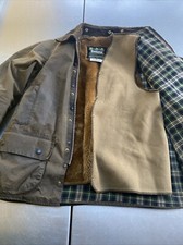 Giacca e fodera cerata marrone pesante Barbour Moorland C44 XL 1996 (50 pollici petto)