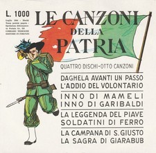RACCOGLITORE CON N. 4 DISCHI 45 GIRI " LE CANZONI DELLA PATRIA" 1964 N.E.T.