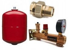 Vaso espansione caldaia a membrana contenitore a pressione 8l gruppo sicurezza connettore 3/4