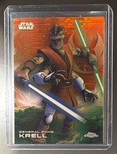 2025 Topps Chrome Star Wars General Pong Krell rifrattore pulsar arancione /25 #119