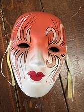 MASCHERA DA PARETE VINTAGE VENEZIANA DIPINTA A MANO MADE IN ITALIA 17 Cm Circa