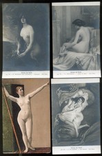 NUDI ARTISTICI-4 CARTOLINE-ORIGINALI-Primi'900