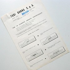 TUBI BONNA SPA CEMENTO ARMATO CENTRIFUGATO BROCHURE SCHEDA ANNI '60 L4142S58