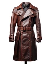 Trench coat uomo pelle marrone