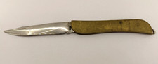 Antico Coltello artigianale cm 18 usato manico ottone pezzo raro Knife