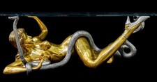 FINE ART arredamento casa bronzo scultura figura Cobra Girl erotico divano divano tavolo