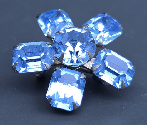 Spilla vintage con strass blu