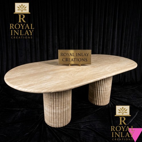 Oval travertin esstisch - oval,