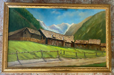 Antico quadro "Primavera a Carlazzo" grande dipinto ad olio, firmato con cornice