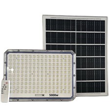 Faro LED 5000W Slim a Ricarica Solare | Pannello Crepuscolare, Luce Bianca IP66