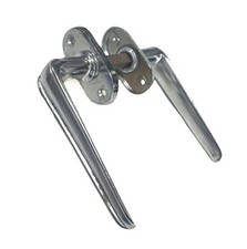 Coppia Maniglia Vintage Cromo Lucido Interno/esterno Asse Centrale Bordo Ovale