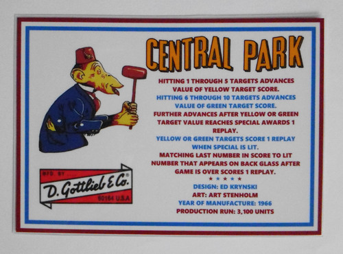 Central park gottlieb - *, 'central