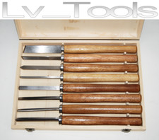 SGORBIE PROFESSIONALI 8PZ INTAGLIO SCALPELLI UTENSILI PER TORNIO CASSETTA LEGNO