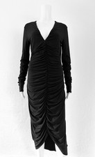 Patrizia Pepe Designer Drape Abito Astuccio Midi Jersey Nero IT:L IT:38/40