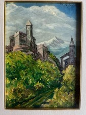 Quadro Svizzera Castello Paesaggio Franco Sacchetti 1979