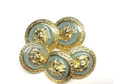 BOTTONE GIOIELLO ORO SMALTATO CELESTE  LEONE CM 1,8