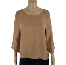 Erinly Donna Marrone Barca Collo 3/4 Maniche Camicetta Taglia Eu 38 UK 10 US 8