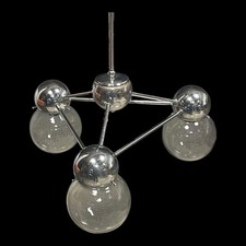 Lampadario space age cromato 3 luci bocce in vetro vintage anni 60