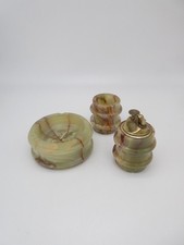 Set vintage in onice con accendino, posacenere e porta fiammiferi