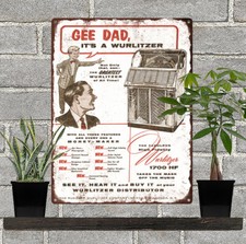 1954 Wurlitzer 1700HF Juke Box 45 giri giradischi insegna metallo repro 9x12" 60584