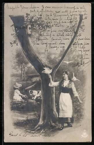 Cartolina lettera ragazza - cartolina,