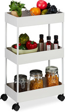 Carrello Da Cucina Con Ruote, 3 Ripiani, 2 Freni, Portaoggetti per Bagno E Uffic
