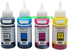 4 FLACONI RICARICA INCHIOSTRO PER EPSON ECOTANK ET-2500 2550 2600 2650 3600 4500