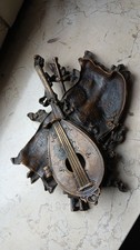 Antico calamaio in bronzo Mandolino pentagramma