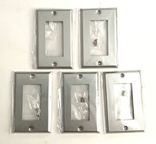 Lotto-5 Copriinterruttori Presa Acciaio Inox ARGENTO SPAZZOLATO 7731 NUOVI SIGILLATI