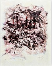 Franco Mulas-litografia cm.42x32 - in Folder con verso di Neruda-firma+num.(PA)