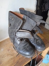 Stivali Esercito Italia VINTAGE - pelle nera, uomo combattimento militare 8 UK - 42 E.U.