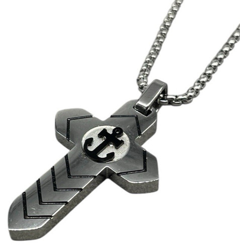Collana uomo croce ancora - collana, e