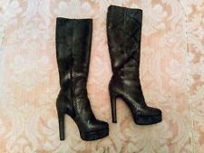 Stivali in pelle pitone Alberto Guardiani verde militare zeppa stiletto scarpe